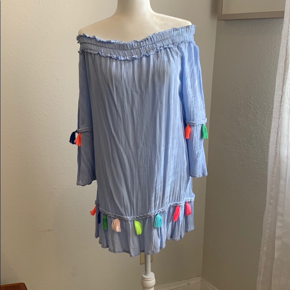Blue tassel dress